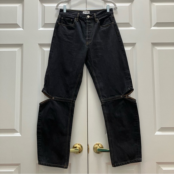 Still Here New York Cowgirl Jean Barrel Leg Cut-Out Tapered Washed Black size 28 - Picture 3 of 15